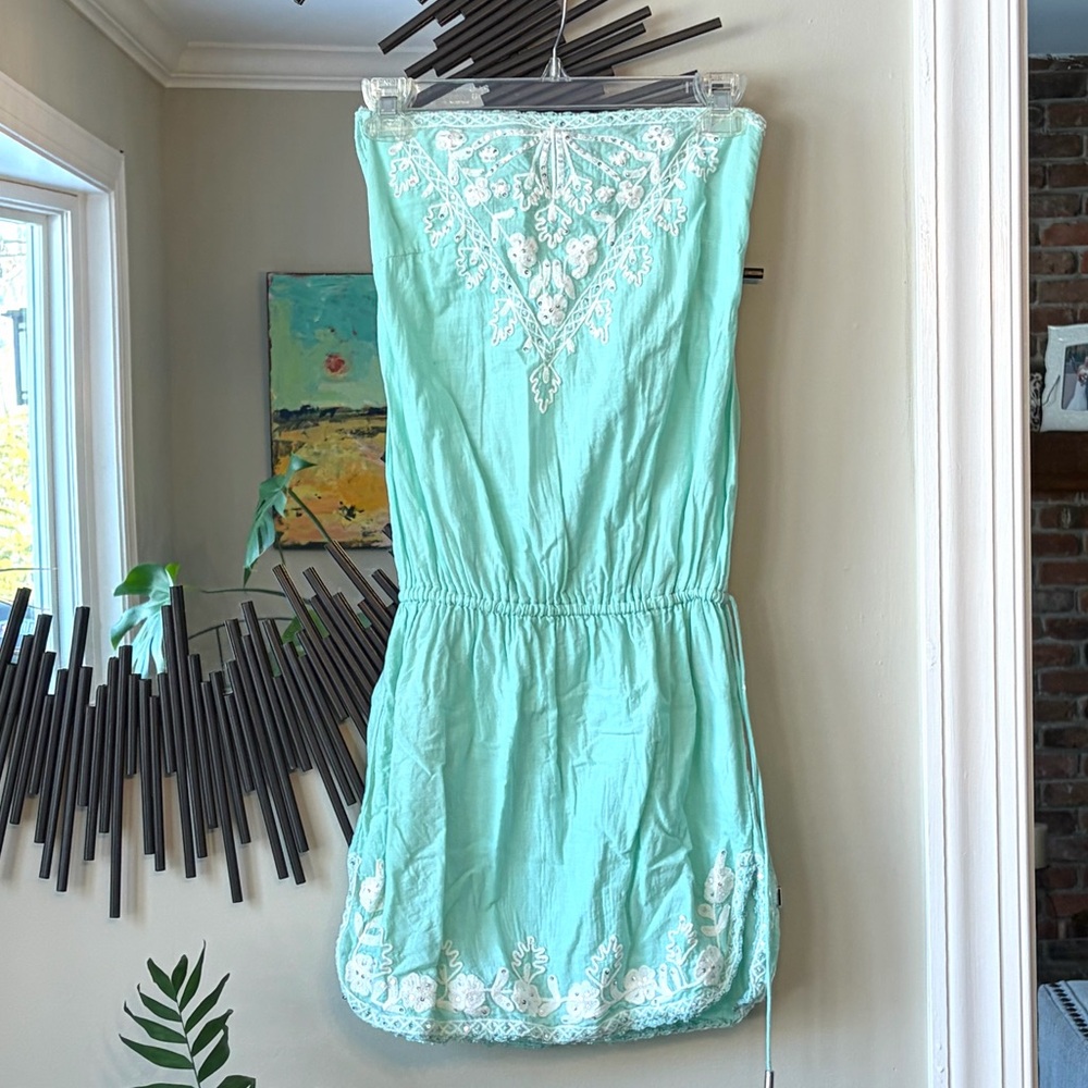 Cynthia Rowley Aqua Blue Embroidered Swim Coverup